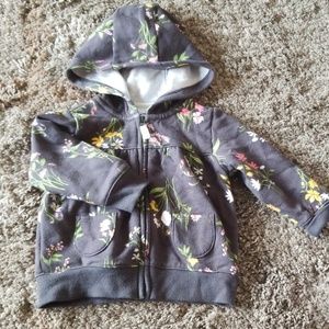 Carters Baby Girl Hoodie Grey With Flowers